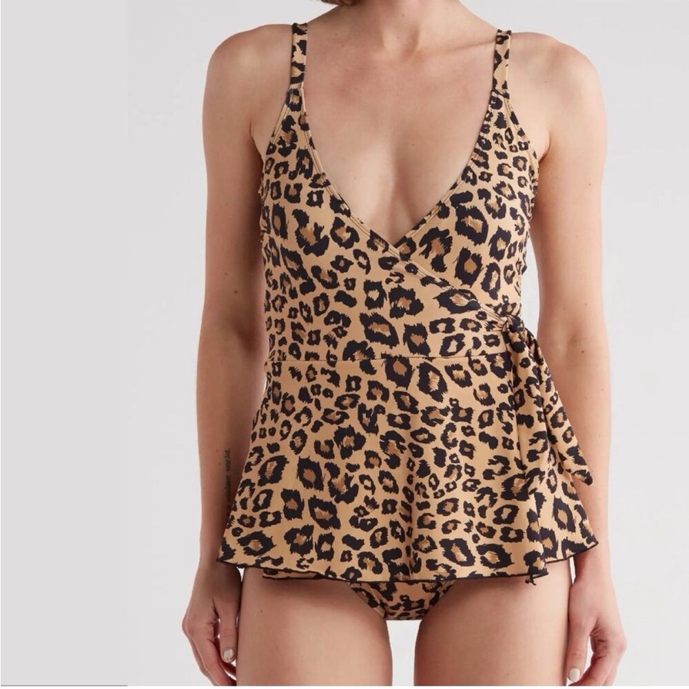 Betsey Johnson Leopard Print Wrap Swimsuit